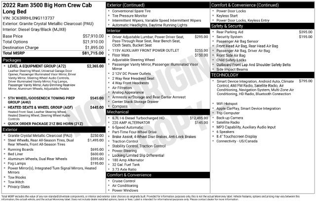 Used 2022 RAM 3500 Big Horn w/ Level A Equipment Group AWD/4WD image 2