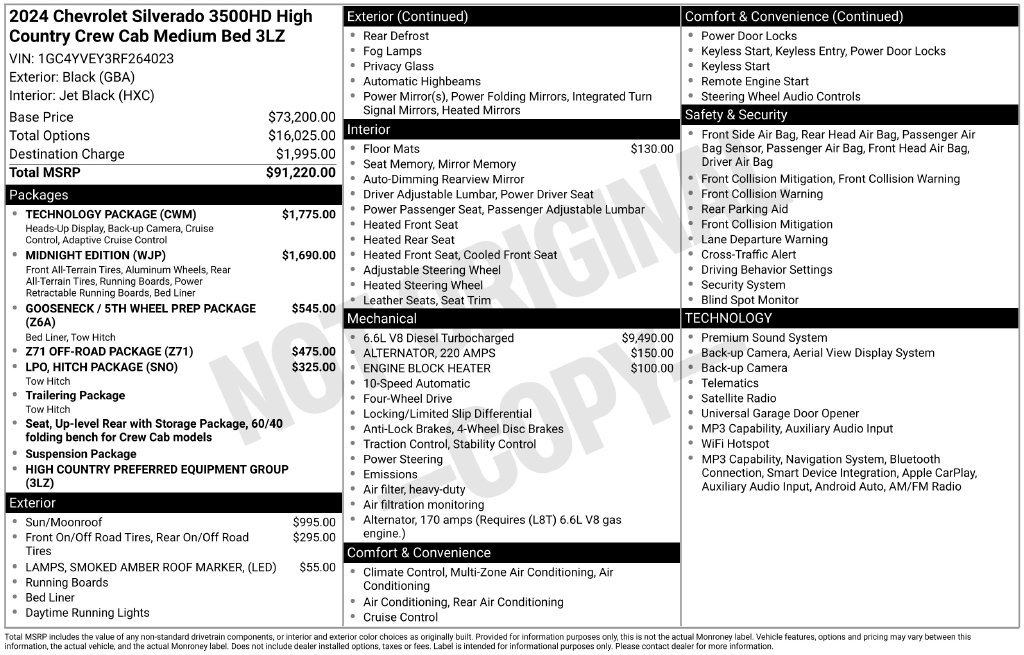Used 2024 Chevrolet Silverado 3500 High Country w/ Technology Package AWD/4WD image 2