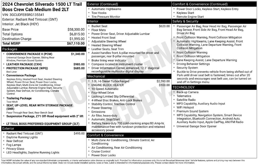 Used 2024 Chevrolet Silverado 1500 LT Trail Boss w/ Convenience Package II AWD/4WD image 13