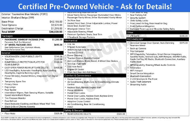 Certified 2022 Volkswagen Atlas SE w/ Panoramic Sunroof Package AWD/4WD image 8