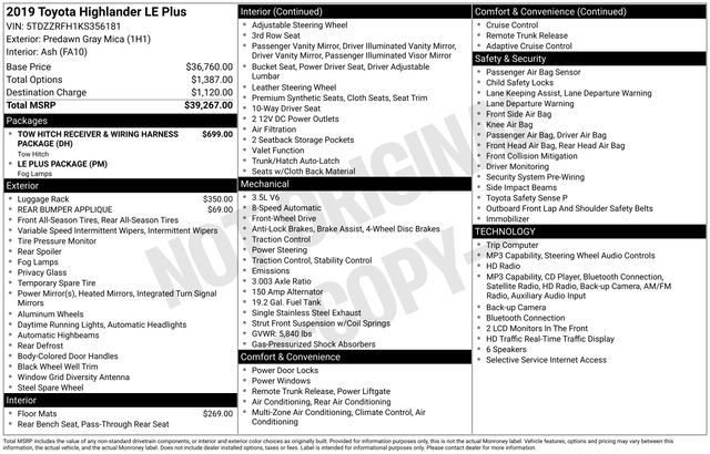 Certified 2019 Toyota Highlander Plus FWD image 40