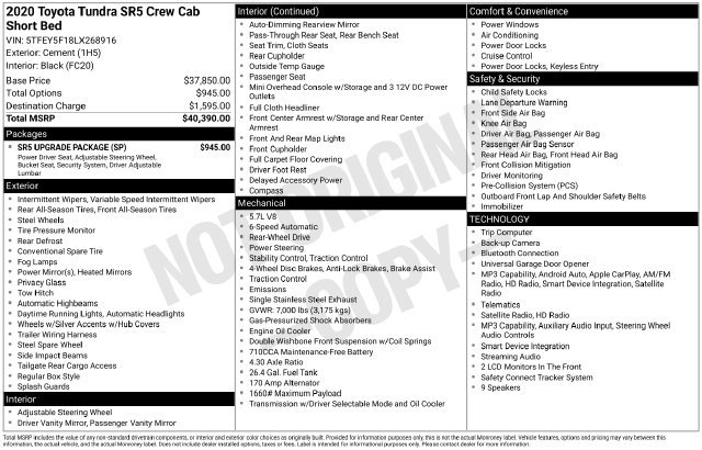 Used 2020 Toyota Tundra SR5 w/ SR5 Upgrade Package RWD image 2