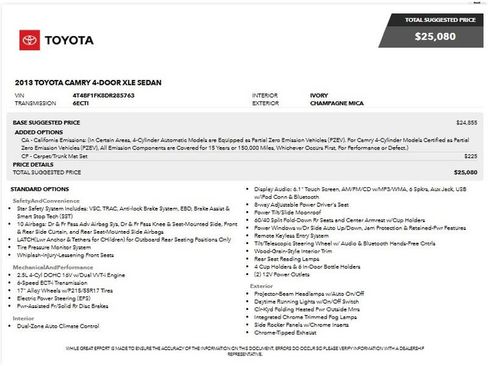 Used 2013 Toyota Camry XLE FWD image 6