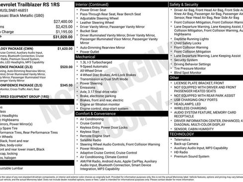 Used 2022 Chevrolet TrailBlazer RS w/ Technology Package AWD/4WD image 11