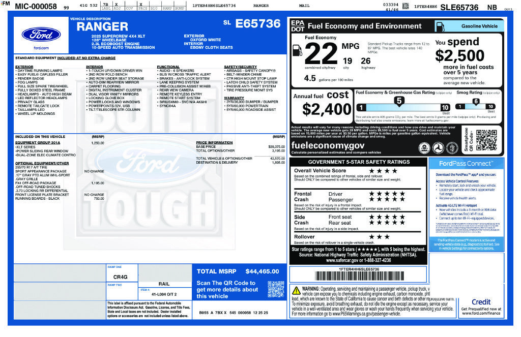Certified 2025 Ford Ranger XLT w/ Equipment Group 301A High AWD/4WD image 10