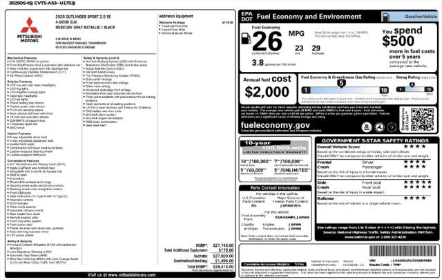 Used 2025 Mitsubishi Outlander Sport SE AWD/4WD image 4