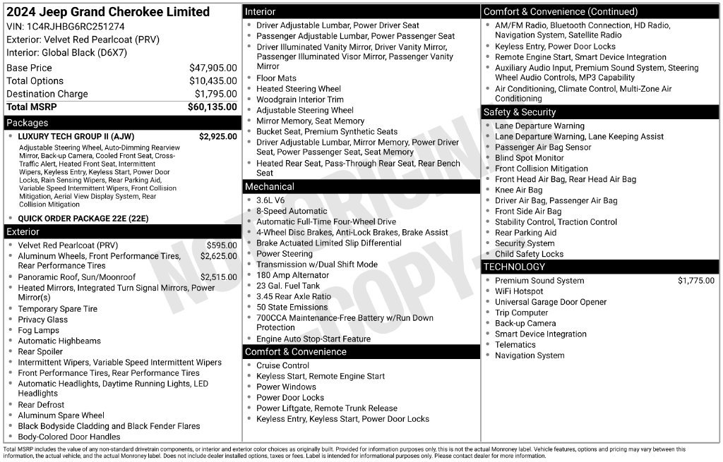 Used 2024 Jeep Grand Cherokee Limited w/ Luxury Tech Group II AWD/4WD image 34