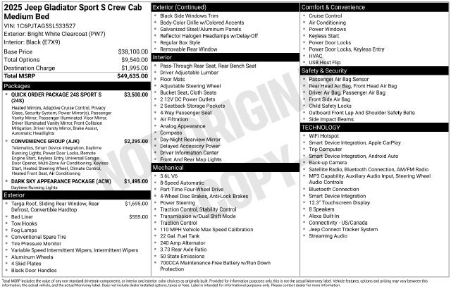 Used 2025 Jeep Gladiator Sport AWD/4WD image 20
