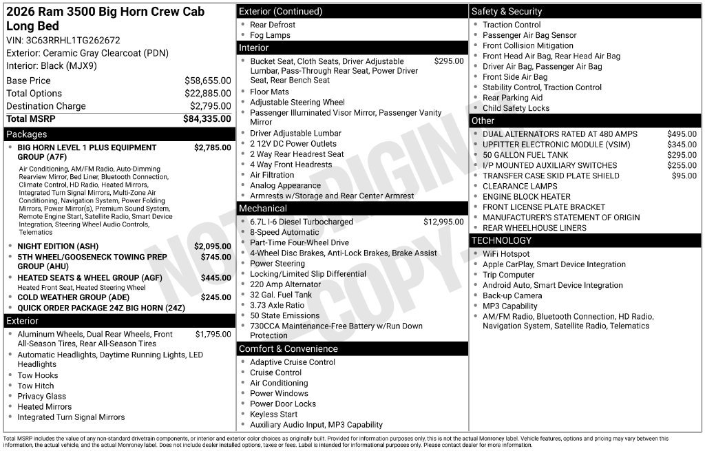 New 2026 RAM 3500 Big Horn AWD/4WD image 7