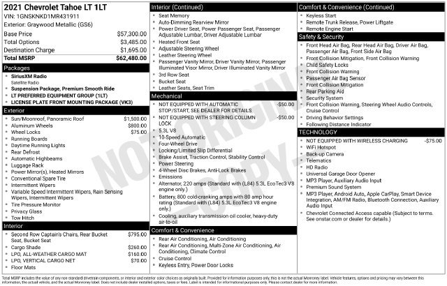 Used 2021 Chevrolet Tahoe LT AWD/4WD image 37