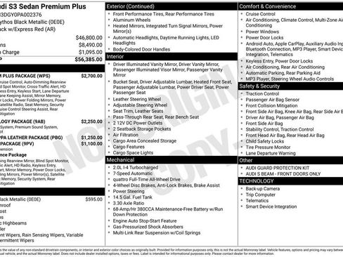 Used 2023 Audi S3 Premium Plus w/ Premium Plus Package image 81
