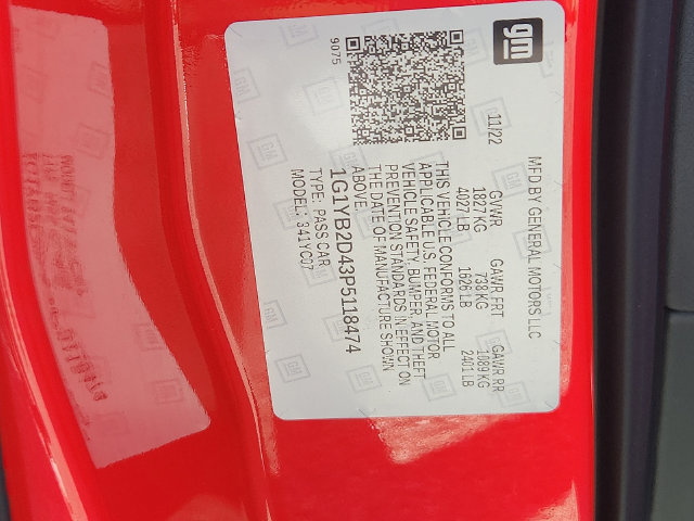 Used 2023 Chevrolet Corvette Stingray Preferred Cpe w/ Battery Protection Package RWD image 19