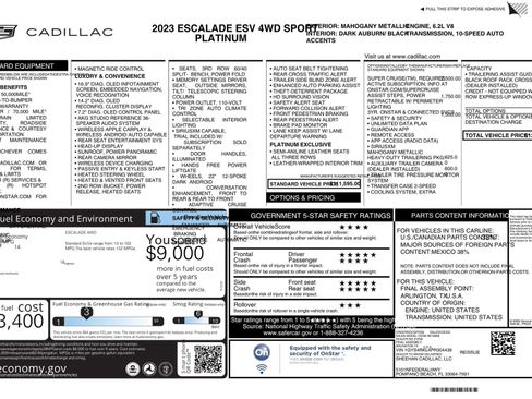 Used 2023 Cadillac Escalade ESV Sport Platinum w/ Heavy-Duty Trailer Package image 85