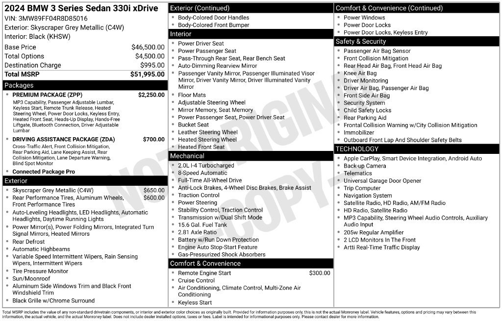 Certified 2024 BMW 330i xDrive Sedan w/ Premium Package AWD/4WD image 2