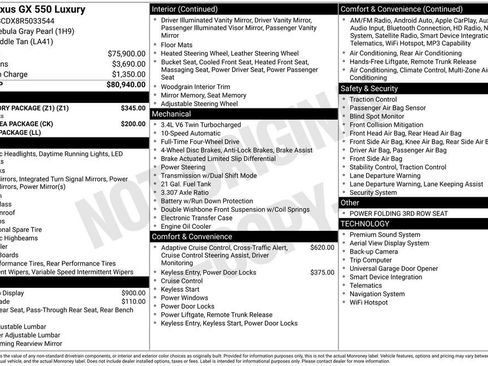 Used 2024 Lexus GX 550 w/ Accessory Package (Z1) AWD/4WD image 2