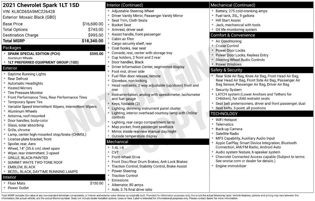 Certified 2021 Chevrolet Spark LT w/ Spark Special Edition FWD image 40