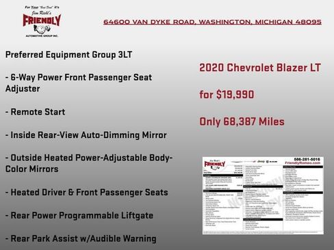 Used 2020 Chevrolet Blazer LT w/ Sound & Technology Package AWD/4WD image 3