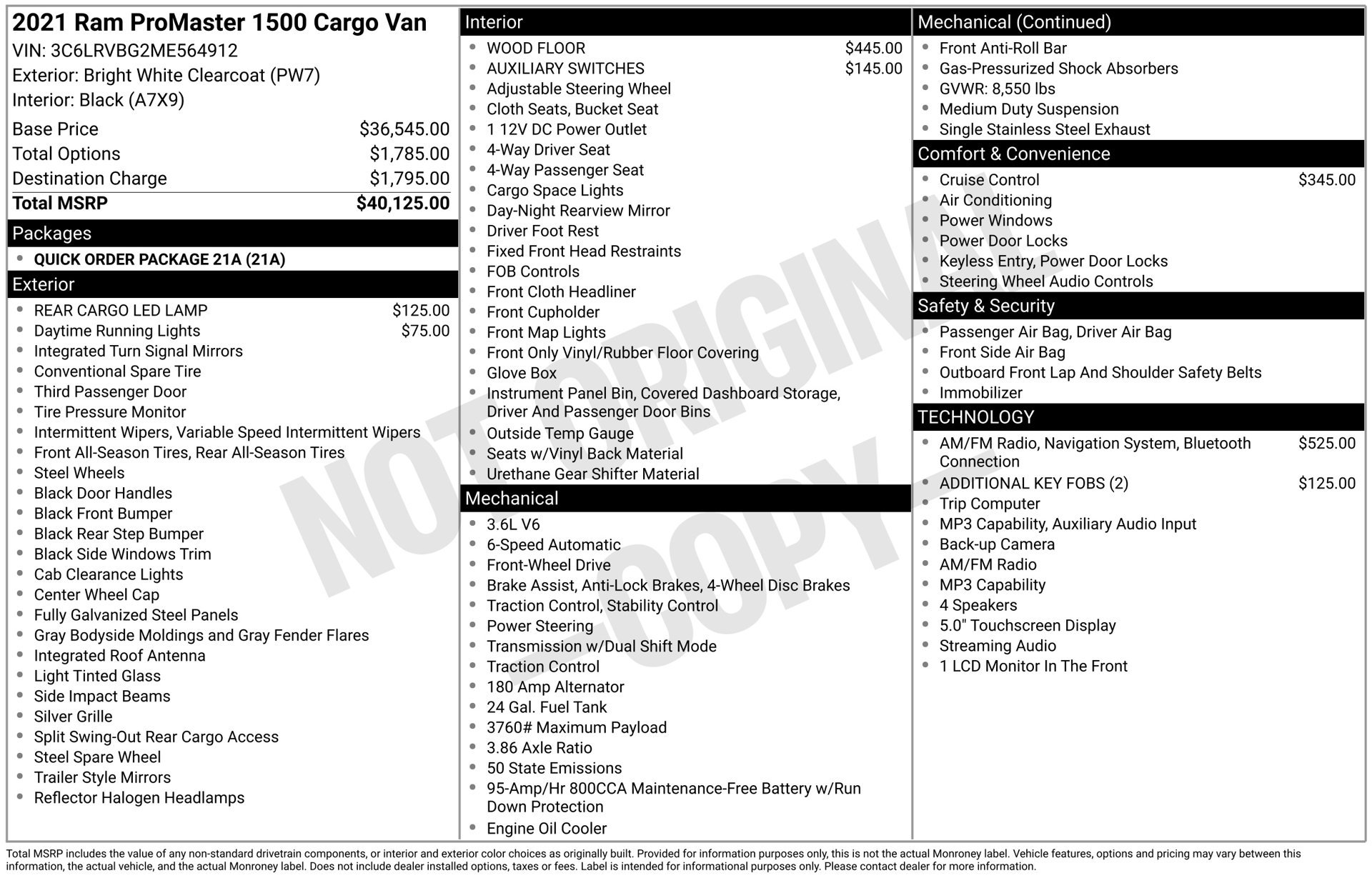 Used 2021 RAM ProMaster 1500 FWD image 4