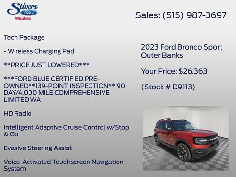 Used 2023 Ford Bronco Sport Outer Banks w/ Tech Package AWD/4WD image 16