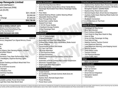 Used 2022 Jeep Renegade Limited w/ Sun, Sound & Wheels Group image 52