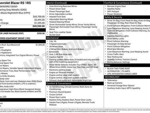 Certified 2024 Chevrolet Blazer RS w/ LPO, Floor Liner Package AWD/4WD image 6