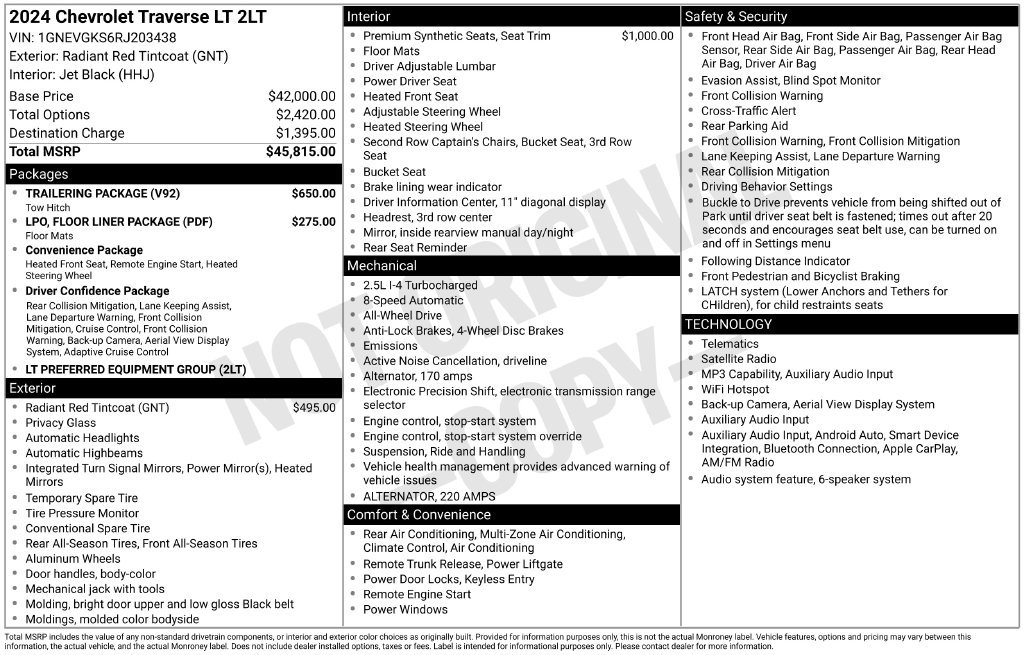 Used 2024 Chevrolet Traverse LT w/ Trailering Package AWD/4WD image 3