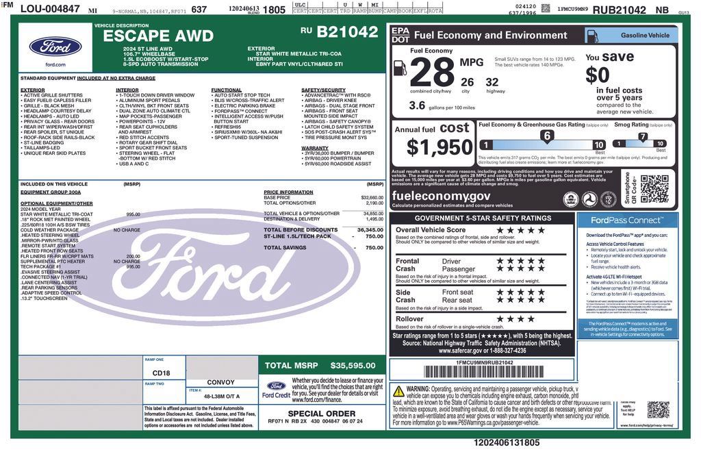 Used 2024 Ford Escape ST-Line w/ Tech Pack #1 AWD/4WD image 10