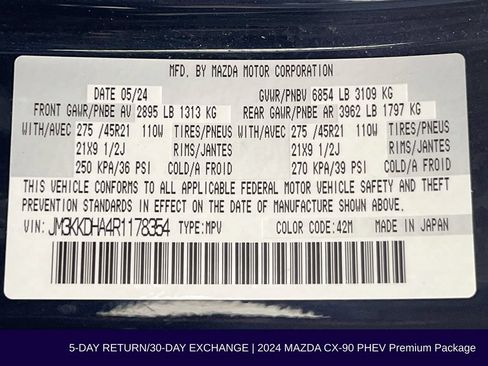 Used 2024 MAZDA CX-90 Plug-In Hybrid w/ Premium Pkg AWD/4WD image 39