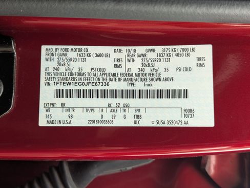 Used 2018 Ford F150 Platinum w/ Equipment Group 701A Luxury image 34