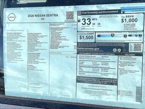 New 2026 Nissan Sentra SV w/ SV Convenience Package FWD image 13