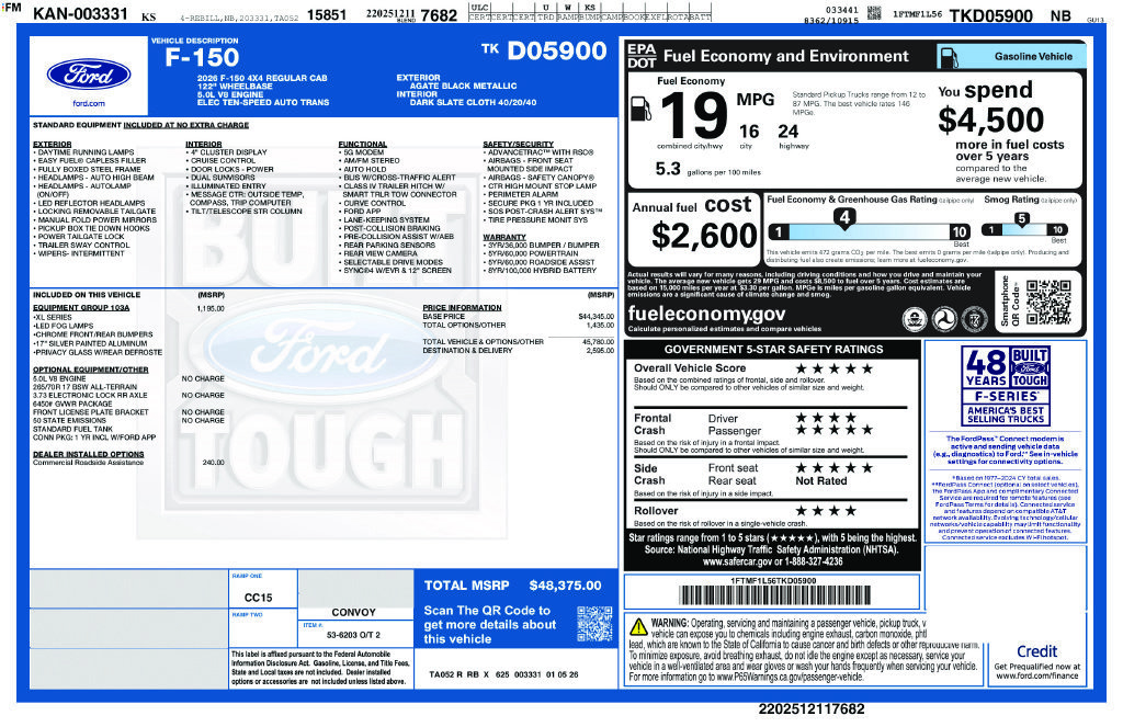Used 2026 Ford F150 XL w/ Equipment Group 103A High AWD/4WD image 38
