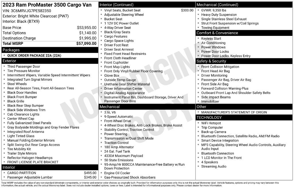 Used 2023 RAM ProMaster 3500 FWD image 10