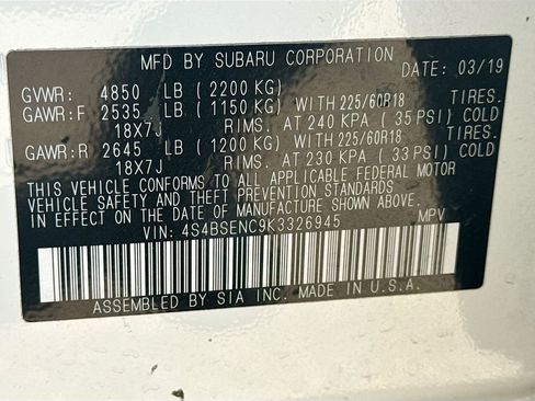 Used 2019 Subaru Outback 3.6R Limited image 44