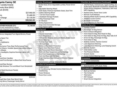 Used 2024 Toyota Camry SE w/ Cold Weather Package image 28