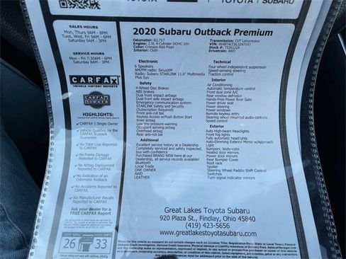 Used 2020 Subaru Outback Premium w/ Popular Package #1 image 27