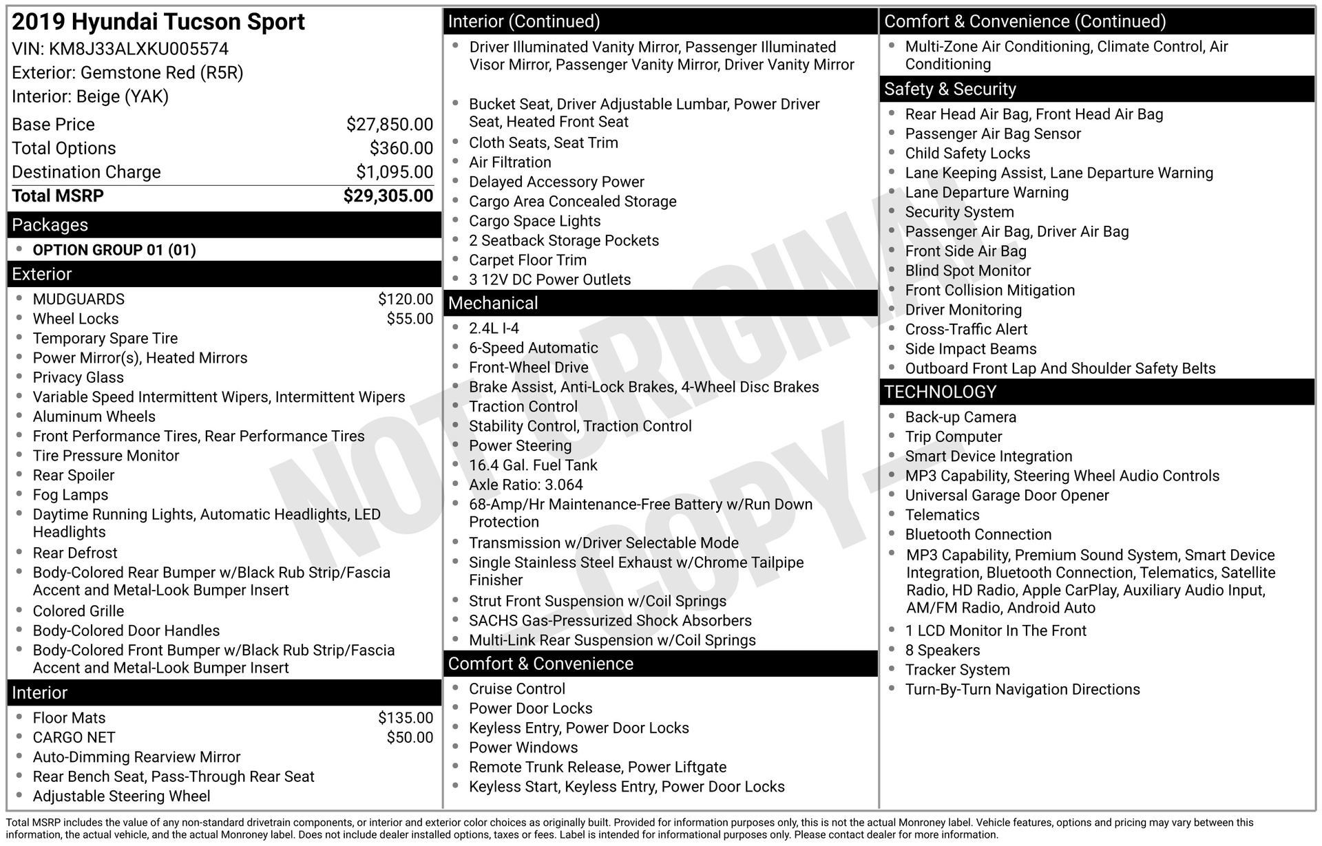 Used 2019 Hyundai Tucson Sport FWD image 1