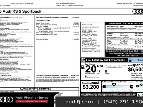 Used 2025 Audi RS 5 2.9 TFSI quattro image 2