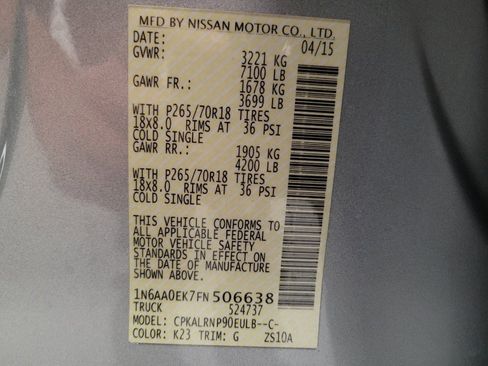 Used 2015 Nissan Titan S w/ S Popular Equipment Package RWD image 33