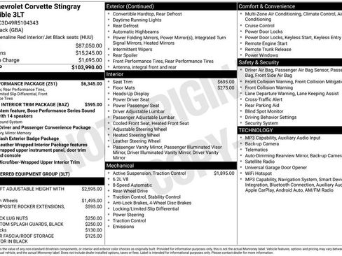 Used 2024 Chevrolet Corvette Stingray Premium Conv w/ Z51 Performance Package RWD image 30
