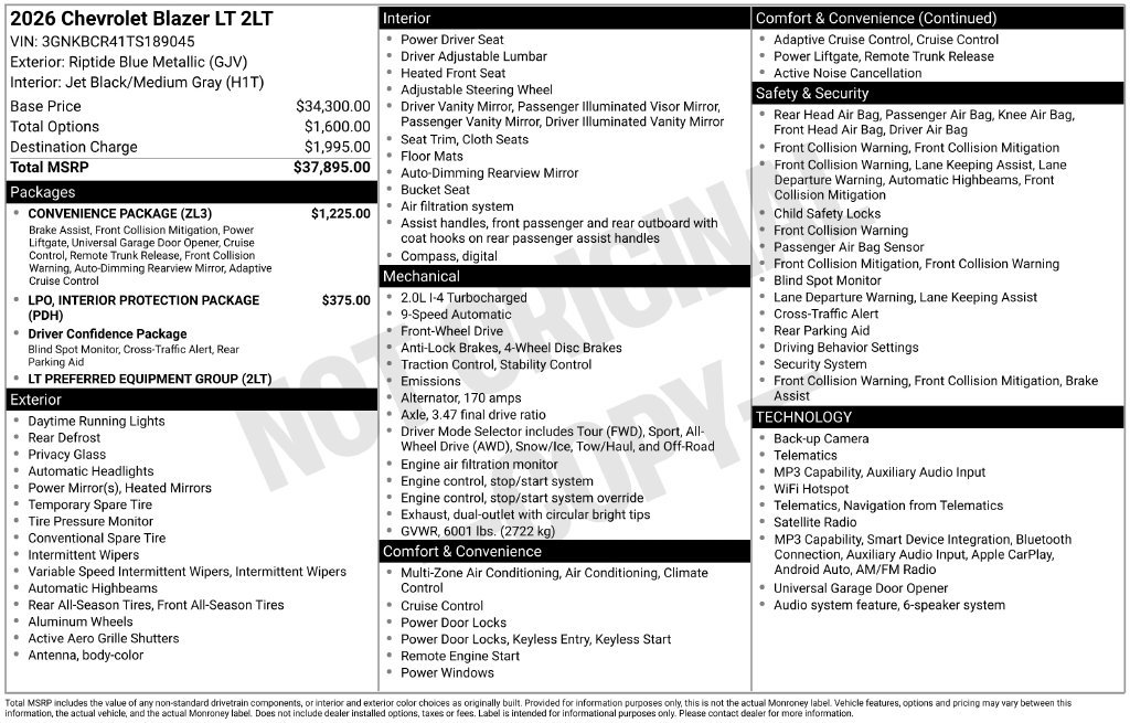 New 2026 Chevrolet Blazer LT w/ Convenience Package FWD image 24