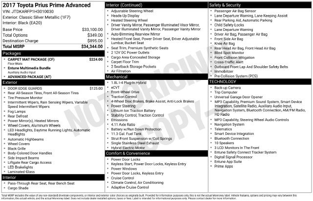 Used 2017 Toyota Prius Prime Advanced w/ Carpet Mat Package FWD image 36