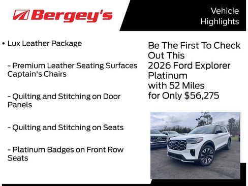 New 2026 Ford Explorer Platinum w/ LUX Leather Package image 5