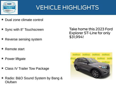 Certified 2023 Ford Explorer ST-Line w/ Class IV Trailer Tow Package RWD image 22
