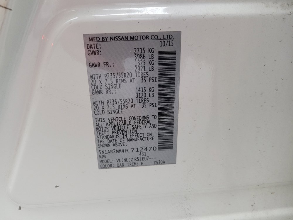 Used 2015 Nissan Pathfinder Platinum w/ Cargo Package FWD image 33