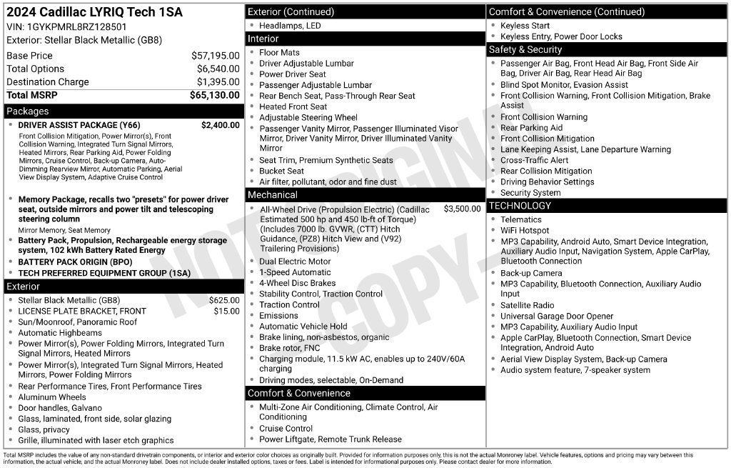 Certified 2024 Cadillac Lyriq Tech w/ Driver Assist Package AWD/4WD image 10