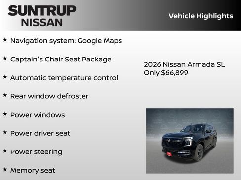 New 2026 Nissan Armada SL w/ Captain's Chari Seat Package AWD/4WD image 8