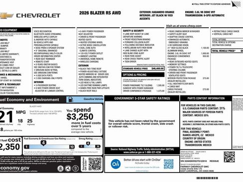 New 2026 Chevrolet Blazer RS w/ Driver Confidence II Package image 4