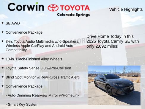 Used 2025 Toyota Camry SE w/ Convenience Package image 8