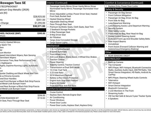 Used 2023 Volkswagen Taos SE w/ Black Wheel Package FWD image 2