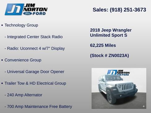 Used 2018 Jeep Wrangler Unlimited Sport S AWD/4WD image 17